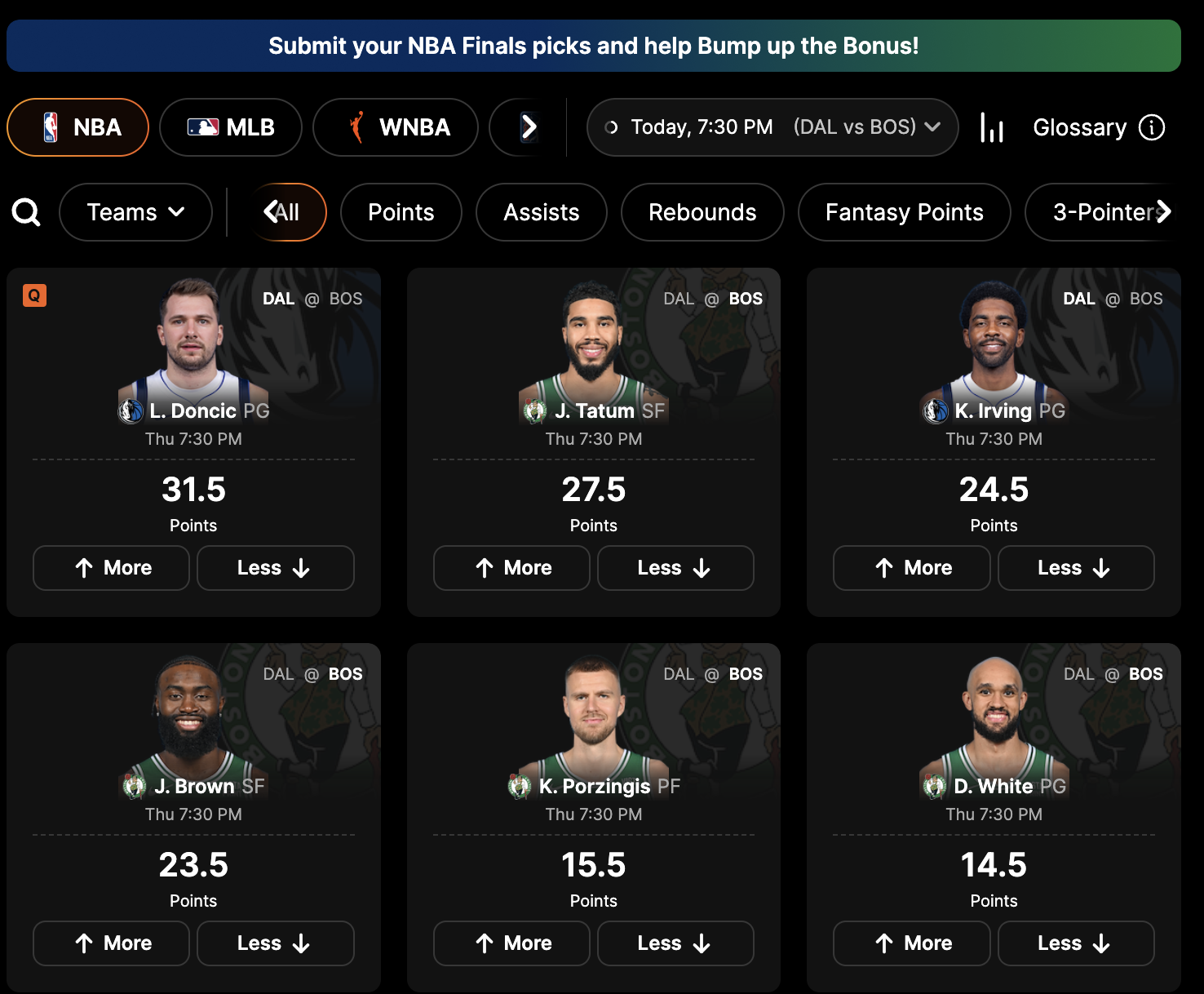DraftKings Pick6 Game 1 NBA Finals